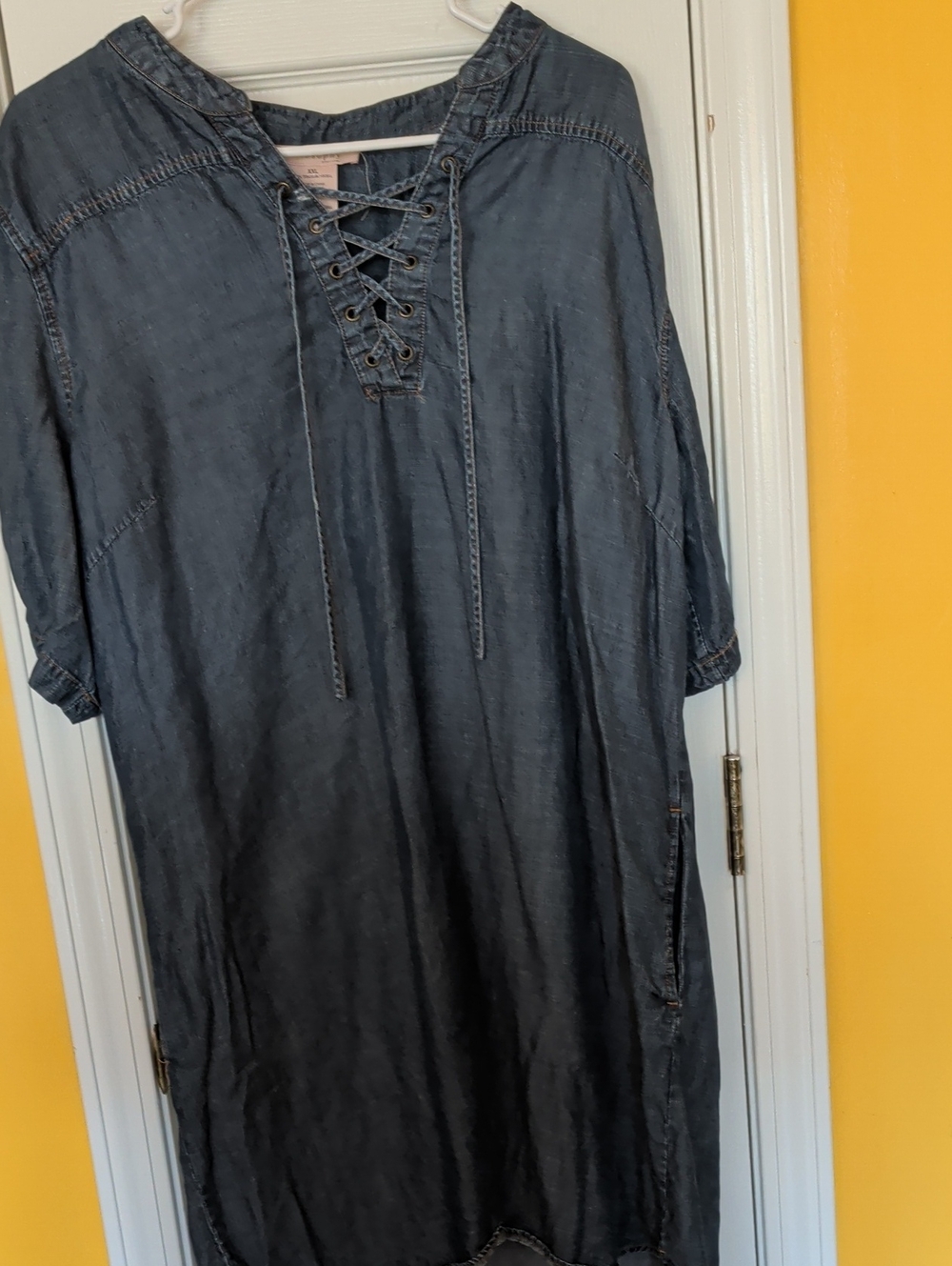 Philosophy Lace-Up Indigo Midi Dress